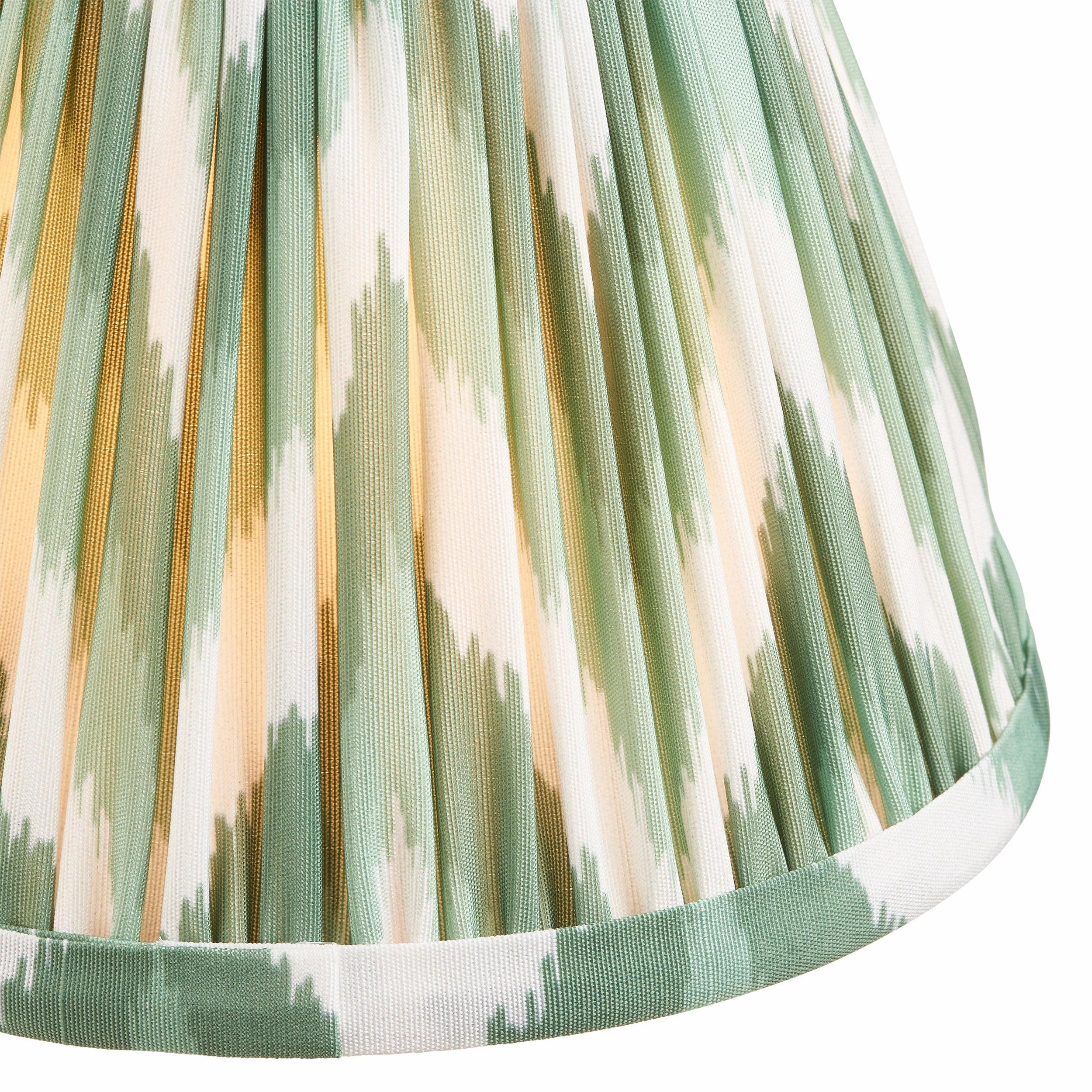 Chester Large Brass Ceiling Pendant Light With Green Zigzag 16cm Shades