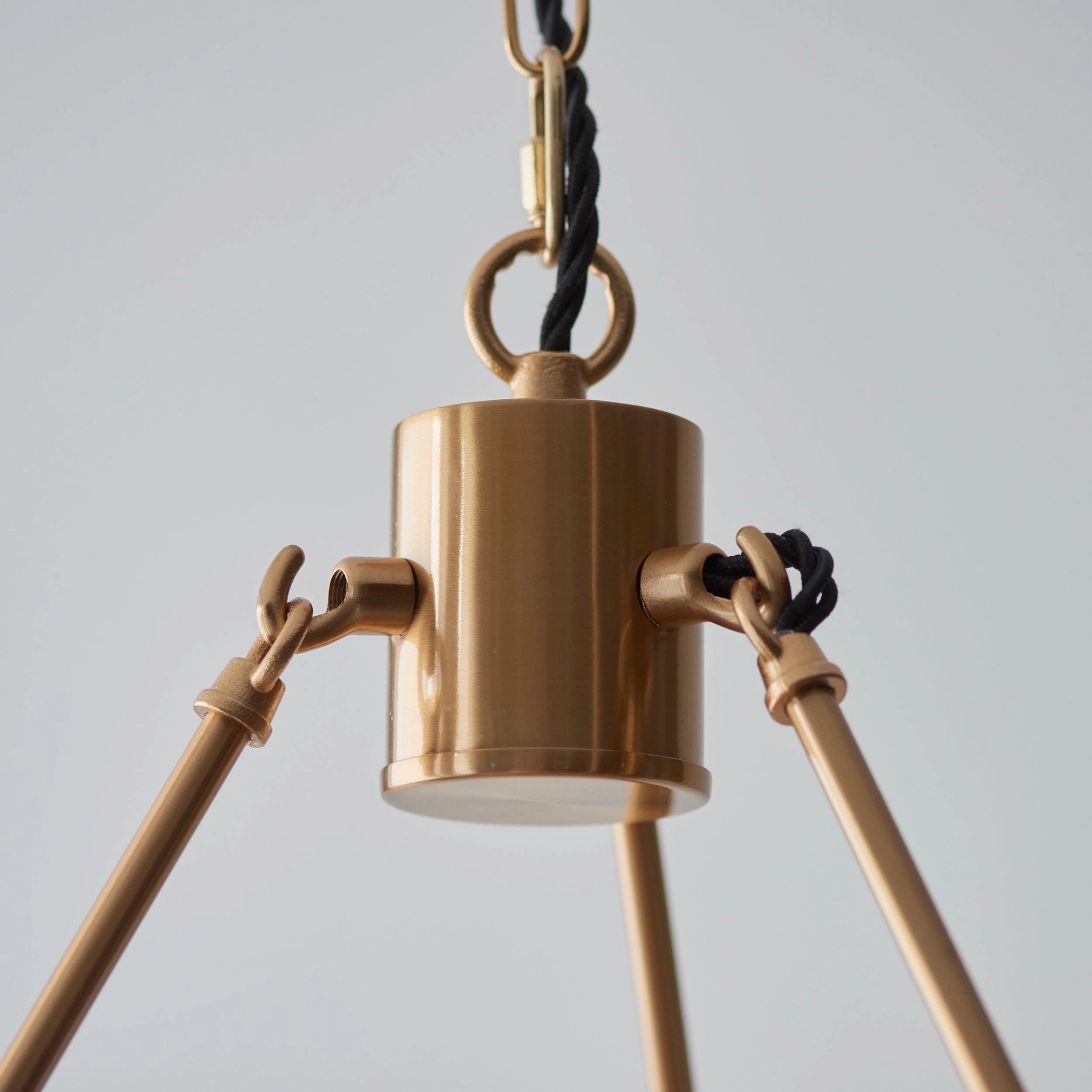 Chester Large Brass Ceiling Pendant Light With Green Zigzag 16cm Shades