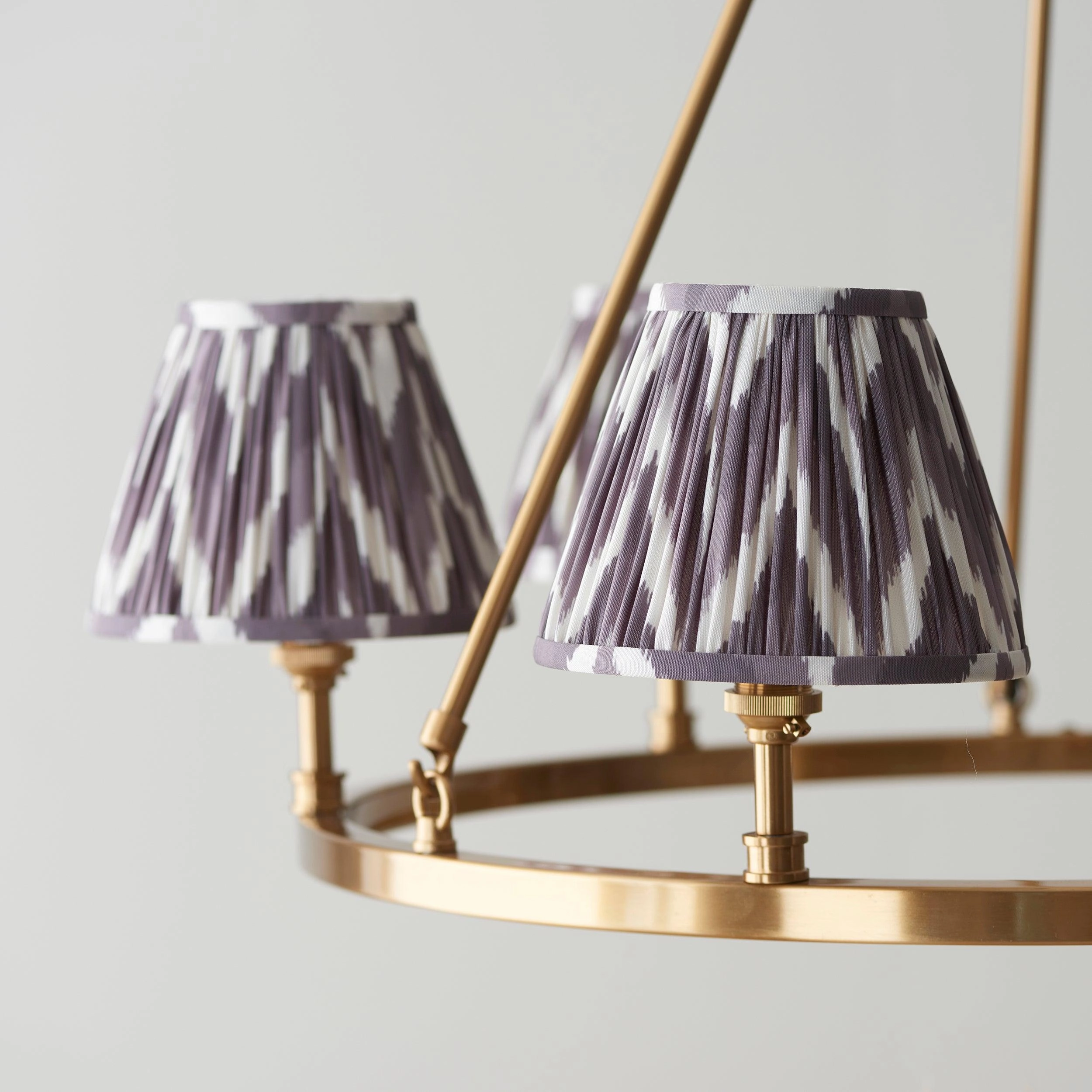 Chester Large Brass Ceiling Pendant Light With Grey Zigzag 16cm Shades