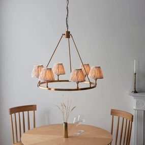 Chester Large Brass Ceiling Pendant Light With Neutral Ikat 16cm Shades sleek LED ceiling lamp