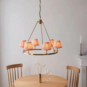 Chester Large Brass Ceiling Pendant Light With Pink Ripple 16cm Shades sleek LED ceiling lamp