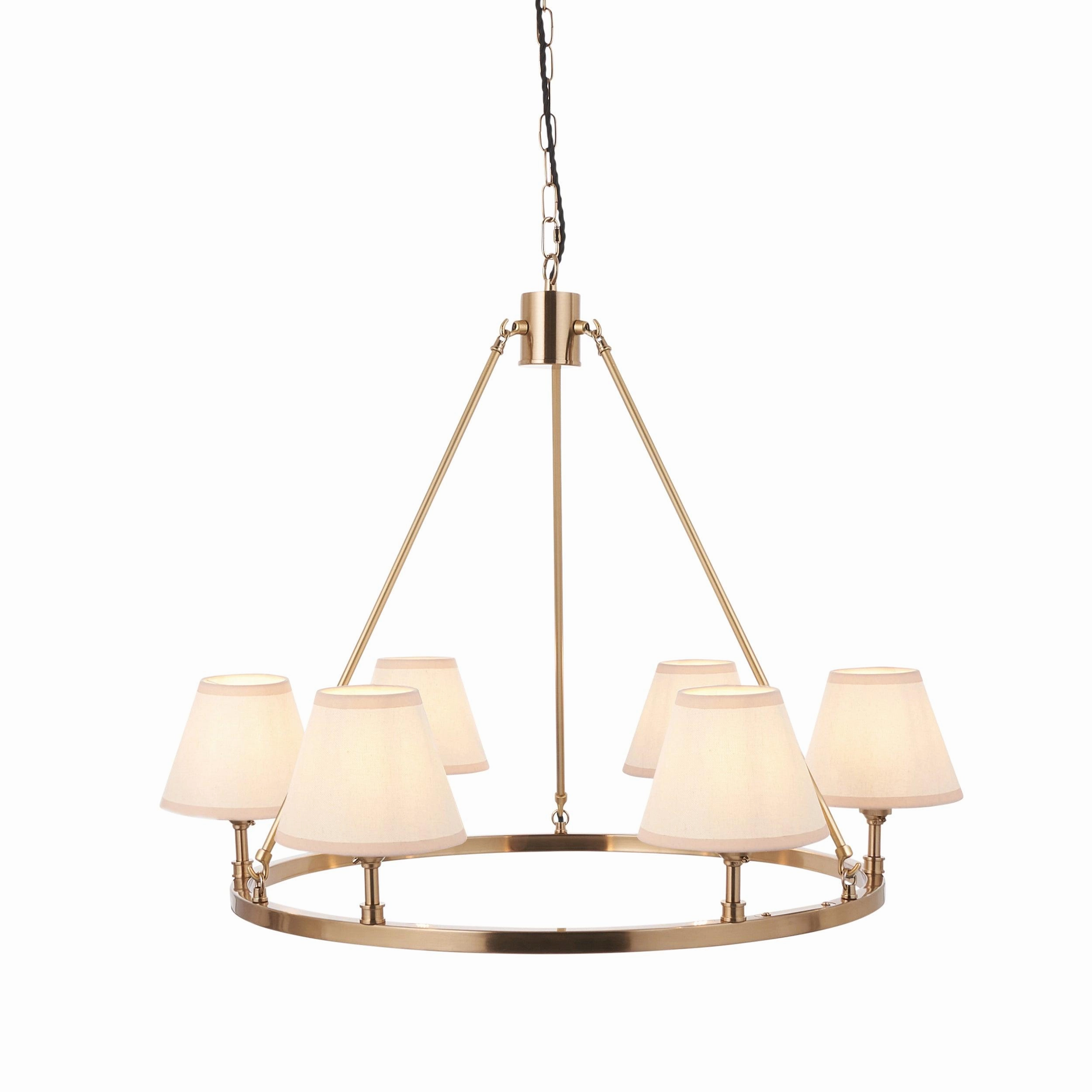 Chester Large Brass Ceiling Pendant Light With White Ivy 16cm Shades