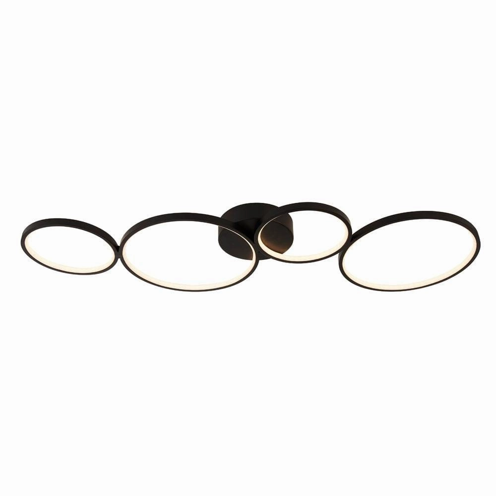 Cirque 4 Light LED Black Ring Flush Ceiling Light Searchlight soft glow ceiling light
