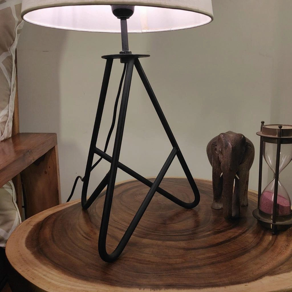 Claire Metal Table Lamp with Black Base and Premium White Fabric Lampshade (BULB NOT INCLUDED)