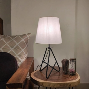 Claire Metal Table Lamp with Black Base and Premium White Fabric Lampshade (BULB NOT INCLUDED) decorative ceiling fixture