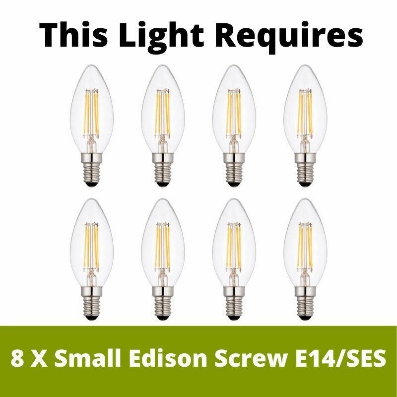 Clarissa 8 Light Chrome Ceiling Pendant Bar - Crystal Drops
