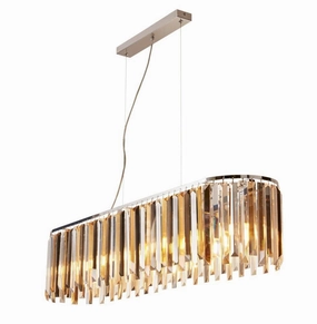 Clarissa 8 Light Chrome Ceiling Pendant Bar - Crystal Drops soft glow ceiling light