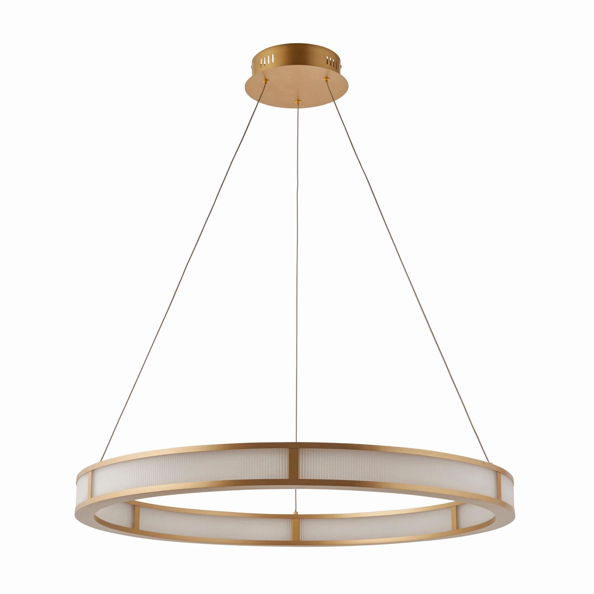 Classic Ribbed Hoop Gold Modern LED Ceiling Pendant Light