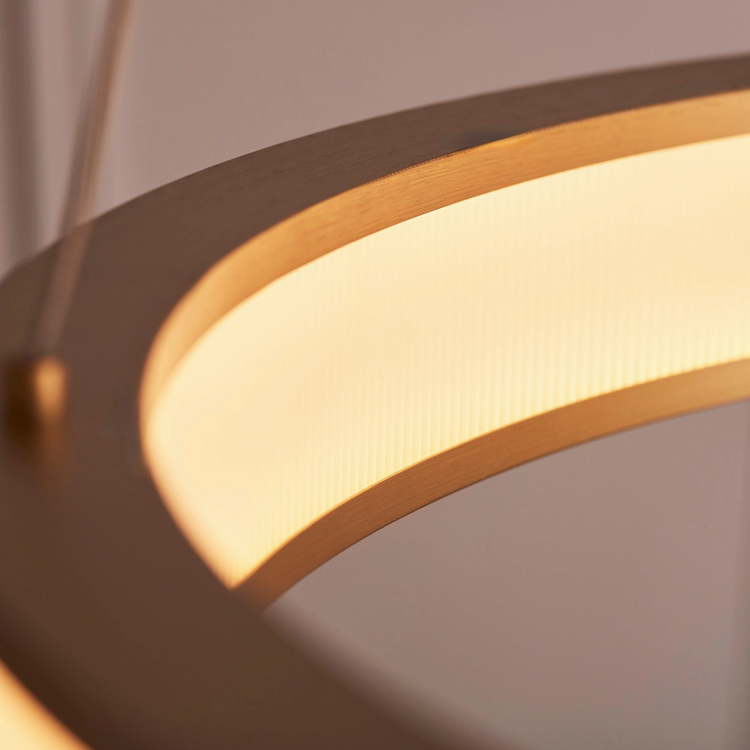 Classic Ribbed Hoop Gold Modern LED Ceiling Pendant Light