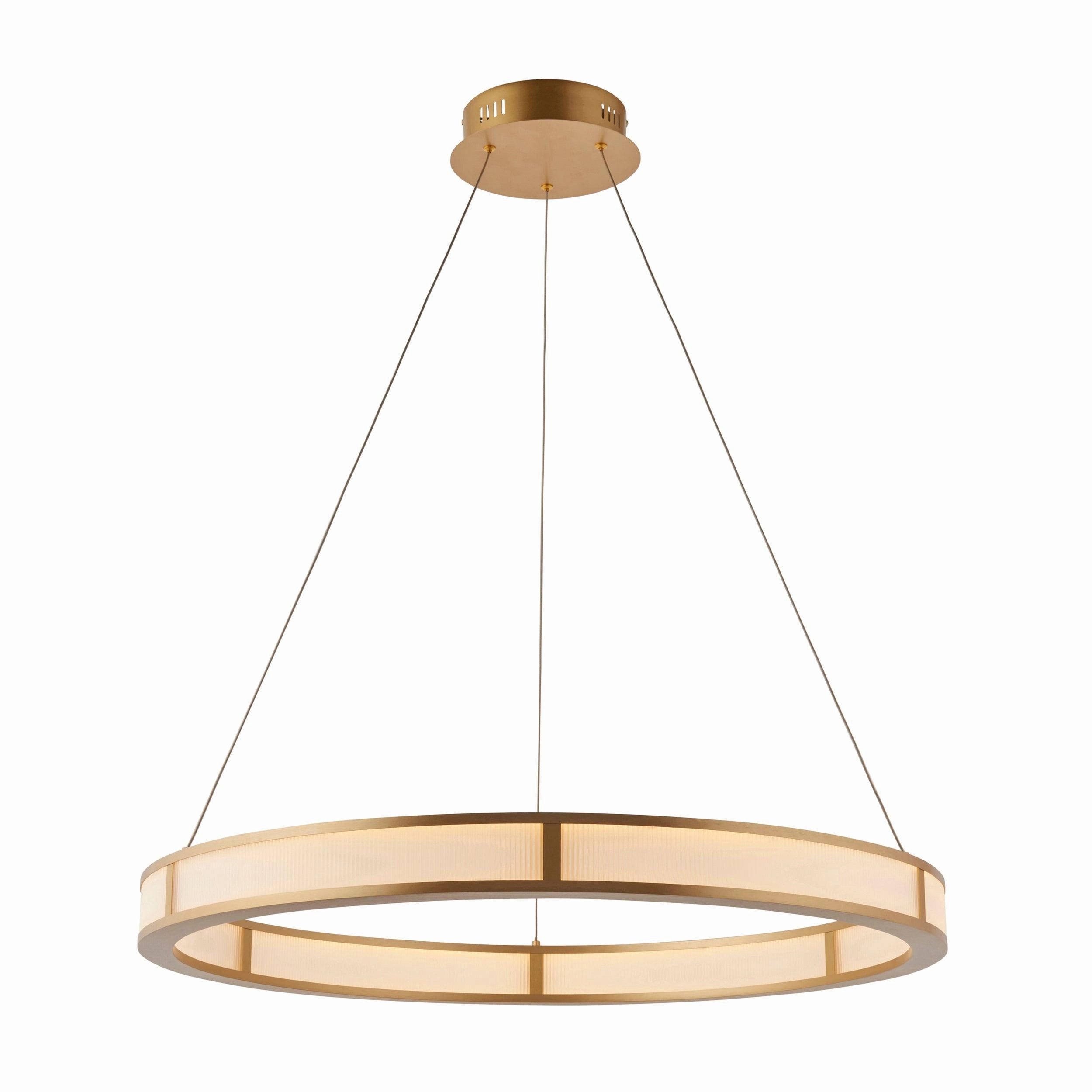 Classic Ribbed Hoop Gold Modern LED Ceiling Pendant Light