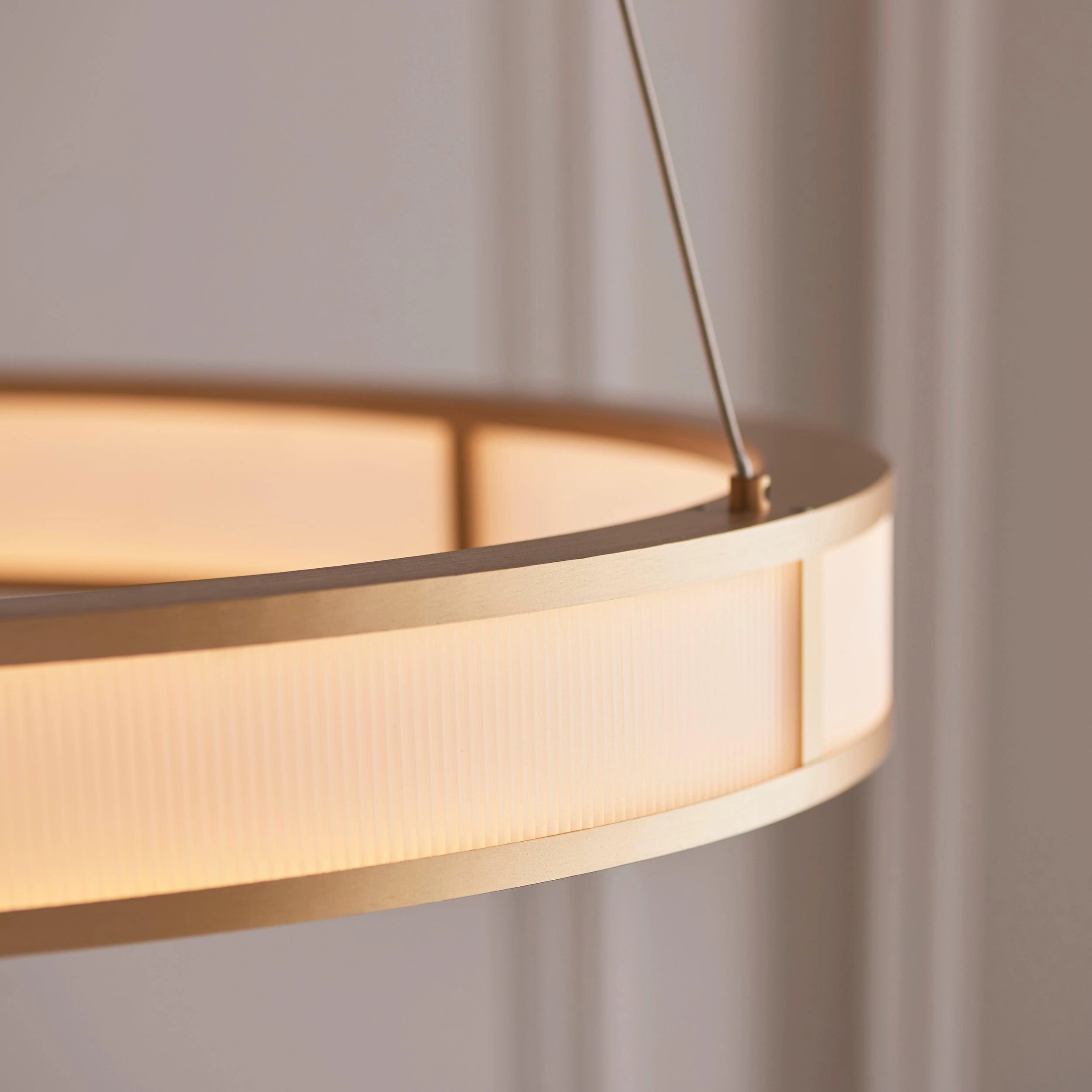 Classic Ribbed Hoop Gold Modern LED Ceiling Pendant Light