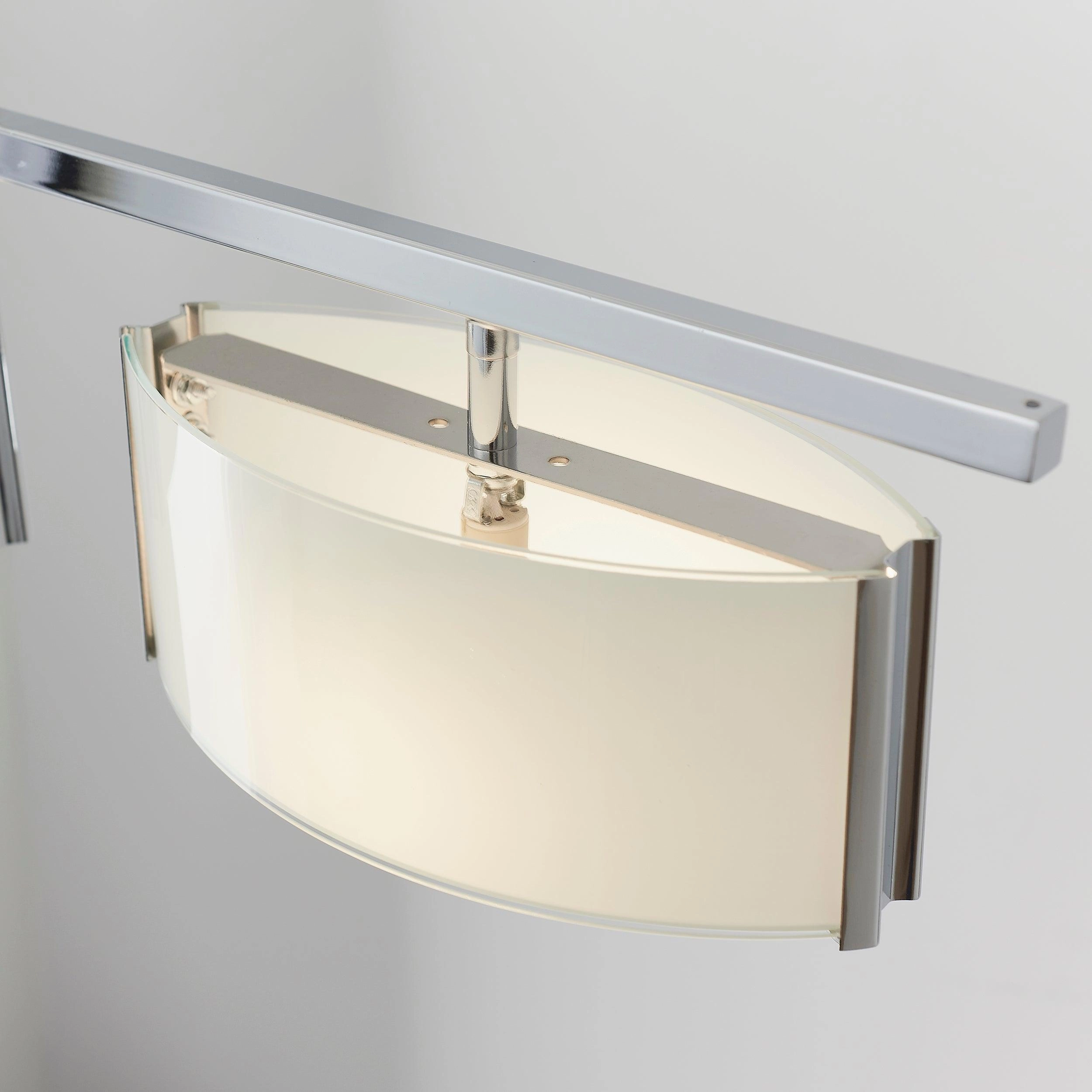 Clef 3 Light Bar Chrome & White Glass Ceiling Semi-Flush