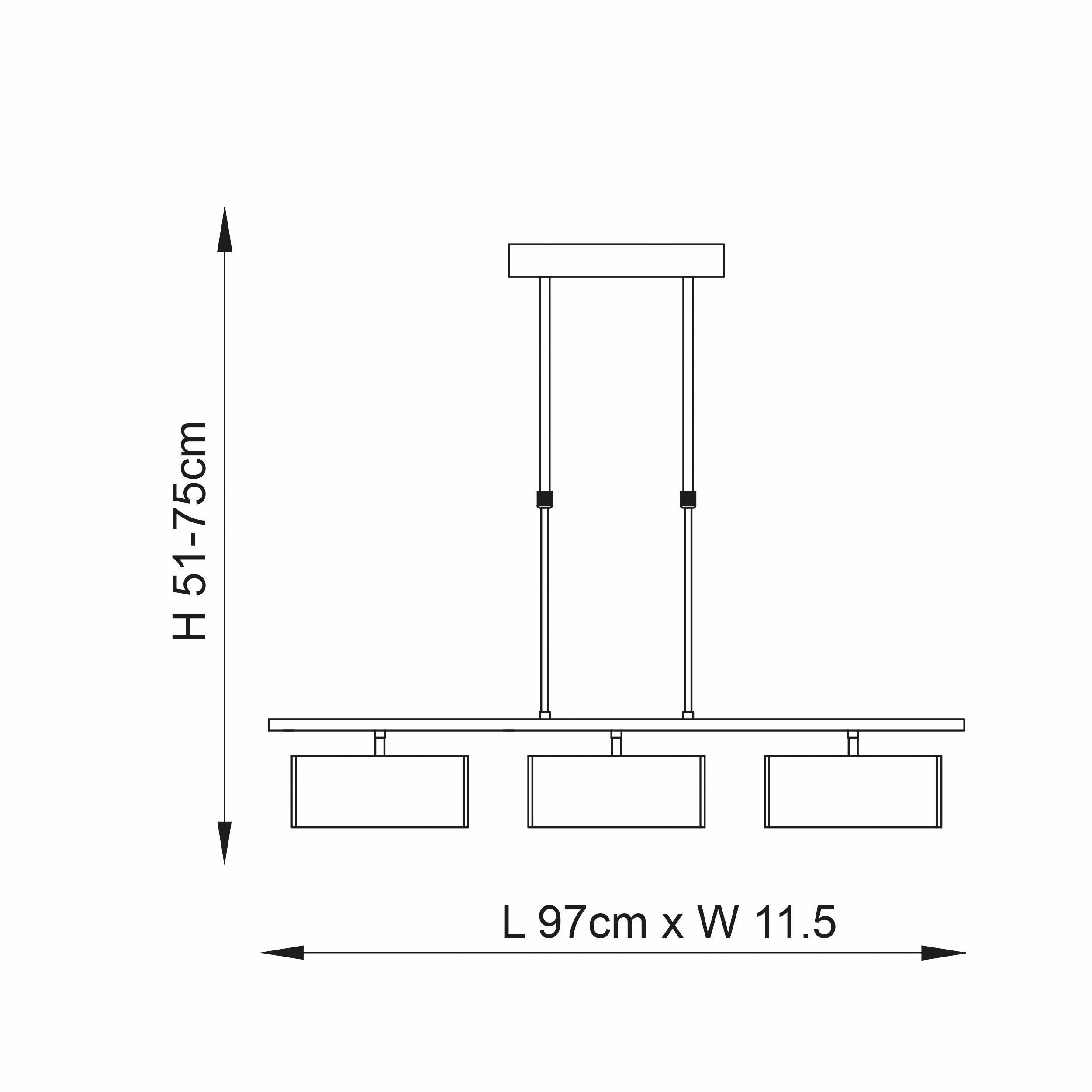 Clef 3 Light Bar Chrome & White Glass Ceiling Semi-Flush