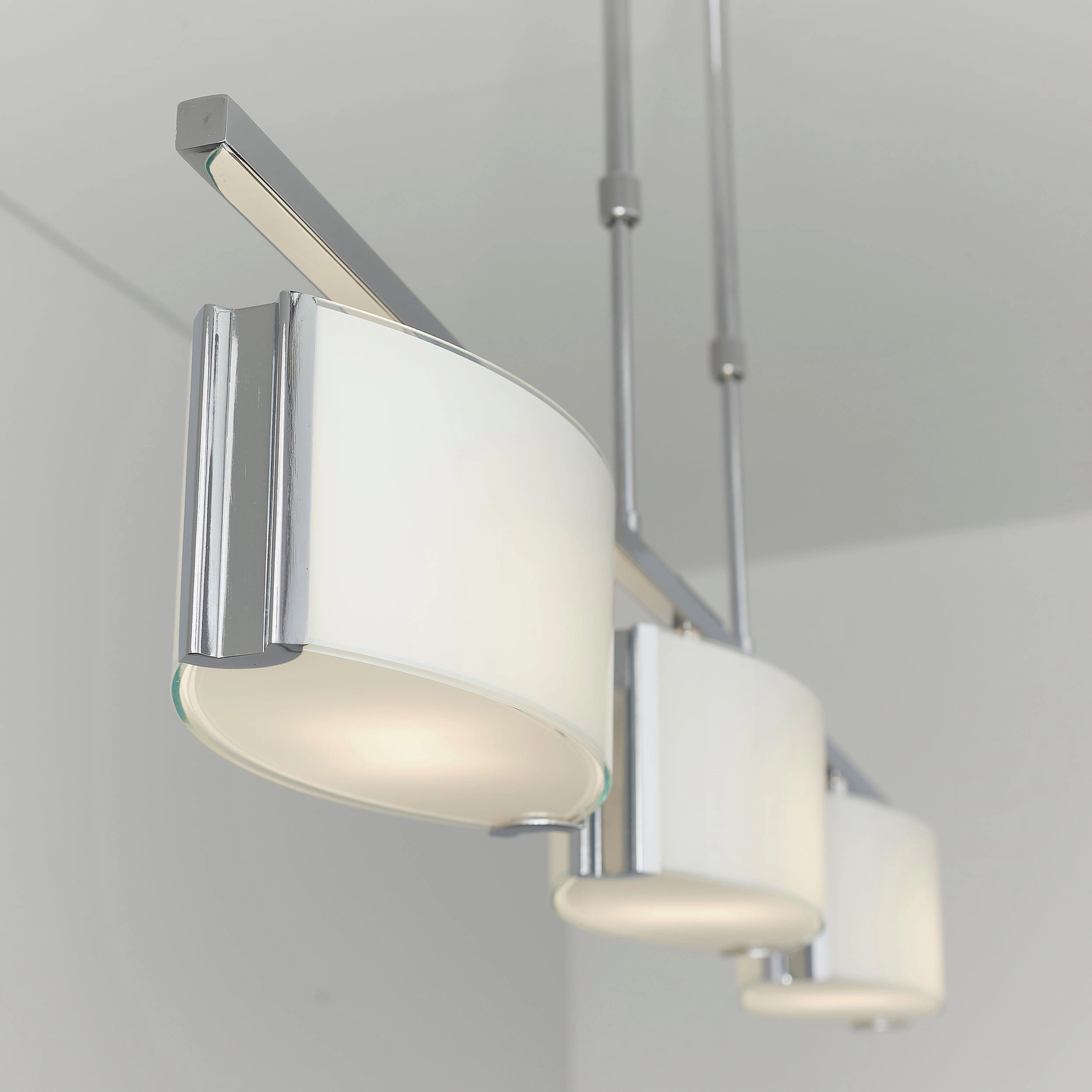 Clef 3 Light Bar Chrome & White Glass Ceiling Semi-Flush