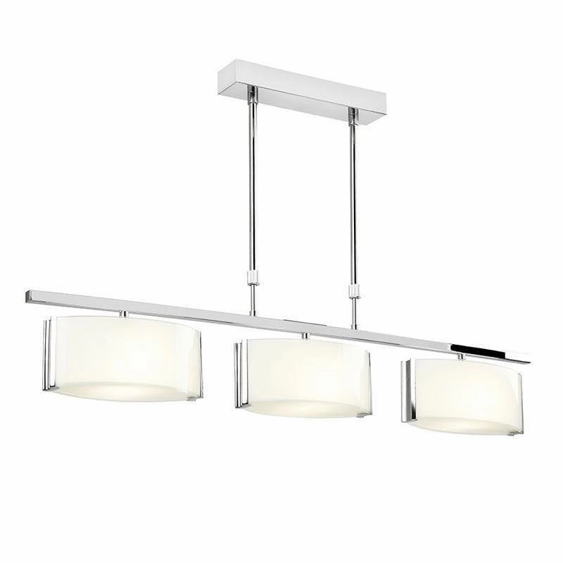 Clef 3 Light Bar Chrome & White Glass Ceiling Semi-Flush