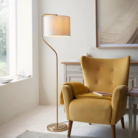 Clement Brass Floor Lamp With Natural Linen Shade creative lampshade design