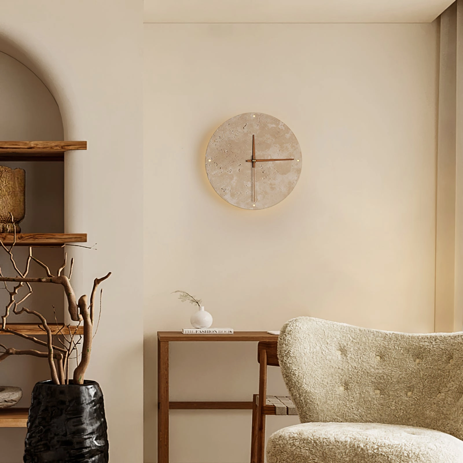 Clock Travertine Wall Lamp