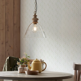 Cotswold Wood Pendant Ceiling Light with Glass Shade ambient ceiling fixture