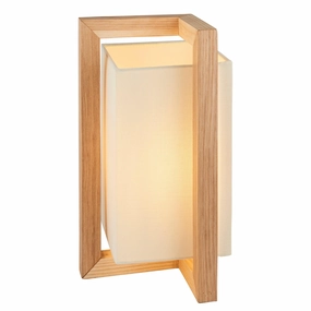 Craft Geometric Wood Table Lamp - White Fabric Shade energy-saving LED light