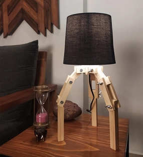 Crawler Beige Wooden Table Lamp with Black Fabric Lampshade (BULB NOT INCLUDED) decorative ceiling fixture