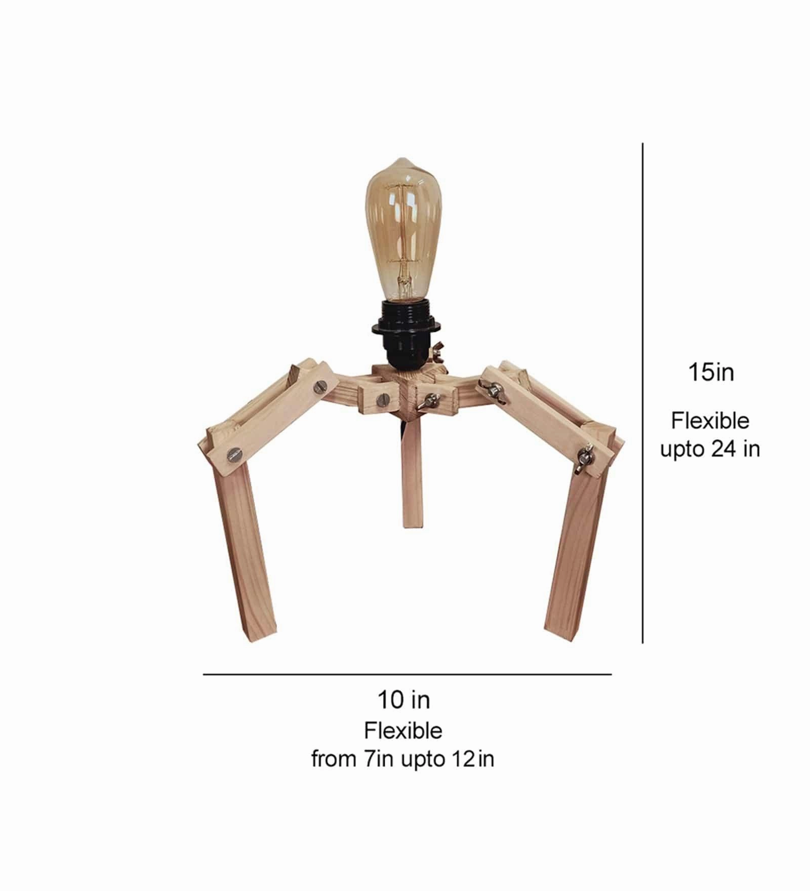 Crawler Beige Wooden Table Lamp with Black Fabric Lampshade (BULB NOT INCLUDED)