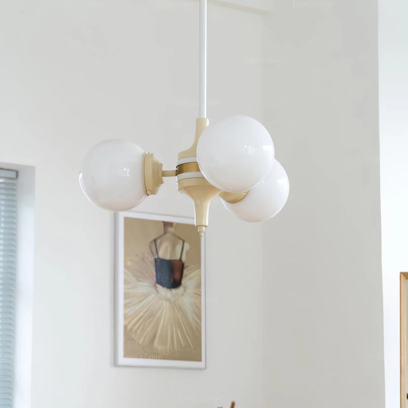 Cream Glass Ball Chandelier