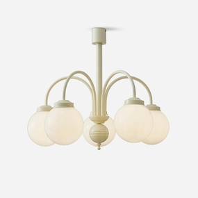 Cream Glass Sphere Chandelier minimalist reading light