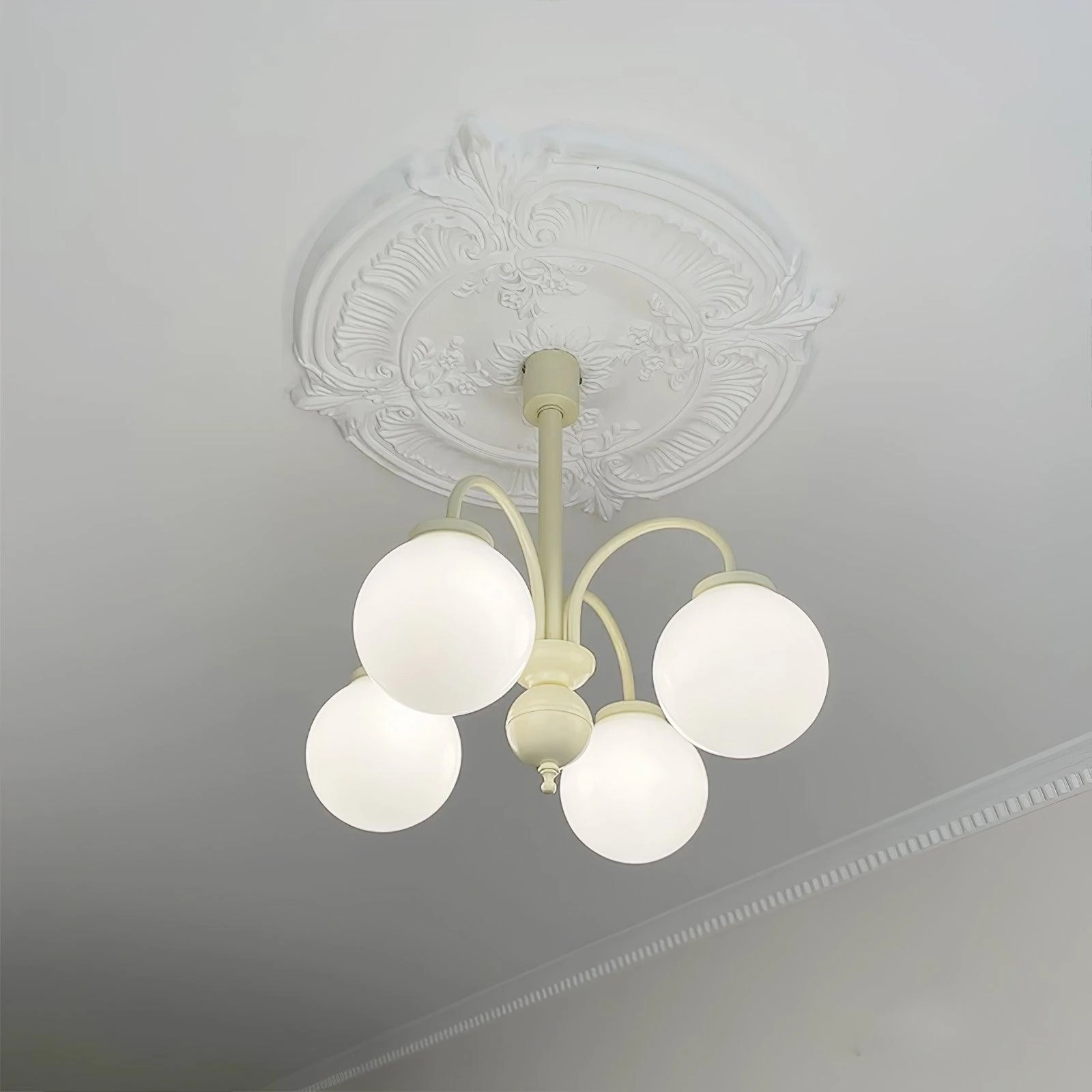 Cream Glass Sphere Chandelier
