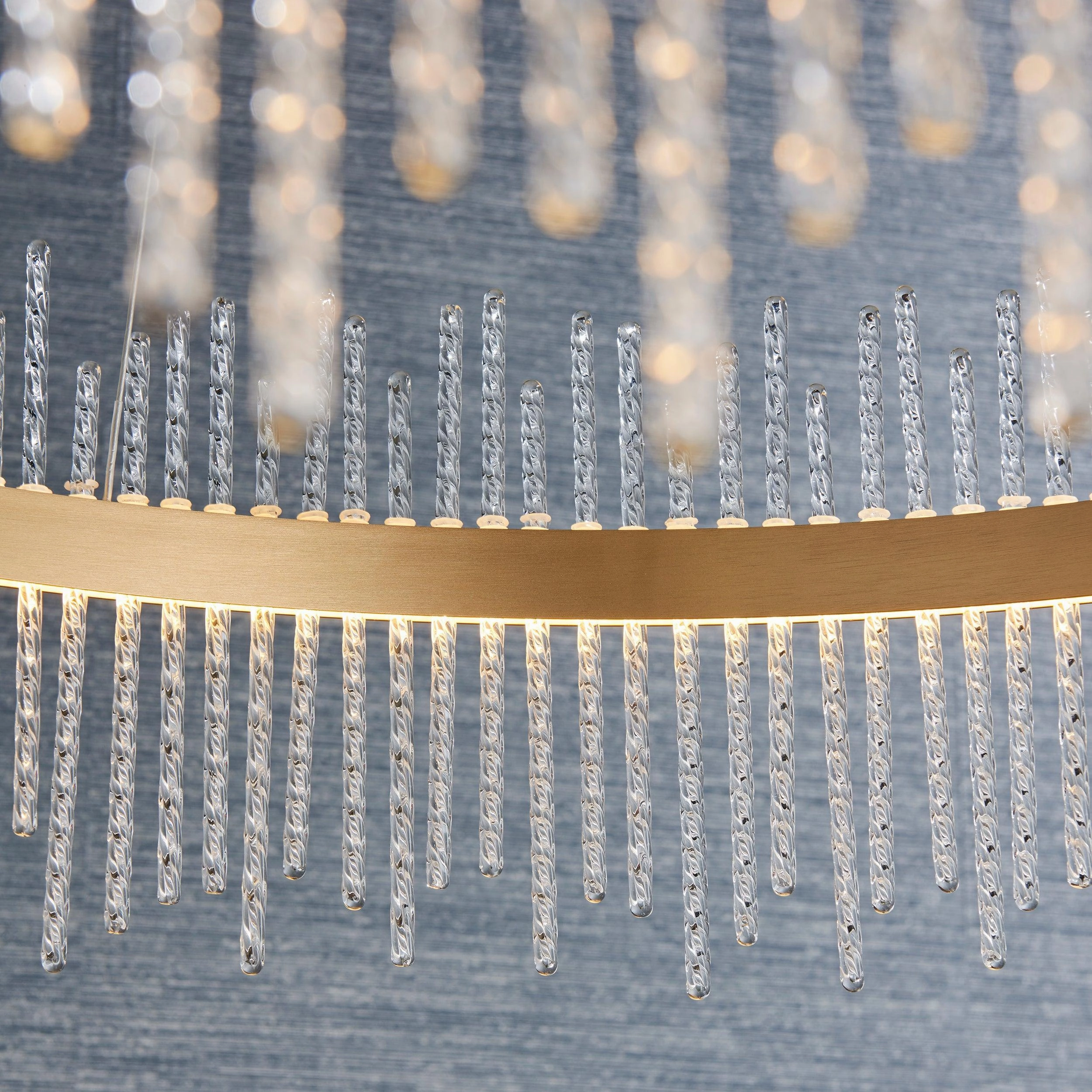 Crescendo LED Brushed Gold & Glass Rod Ceiling Pendant