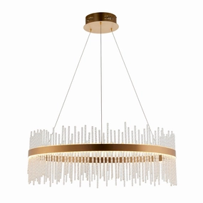 Crescendo LED Brushed Gold & Glass Rod Ceiling Pendant white ceiling lamp