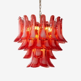 Crimson Glass Murano Petals Chandelier minimalist reading light