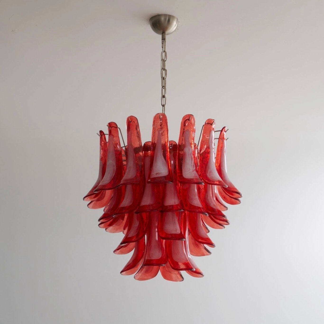 Crimson Glass Murano Petals Chandelier