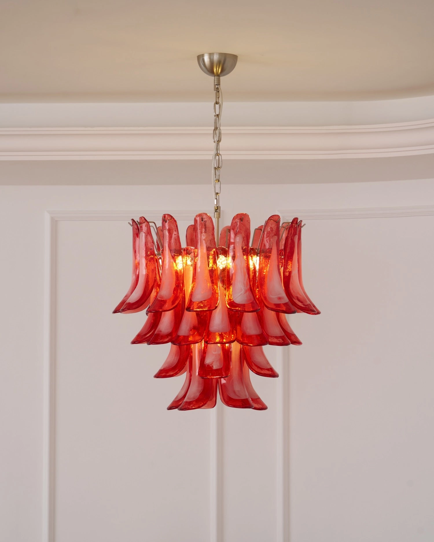 Crimson Glass Murano Petals Chandelier