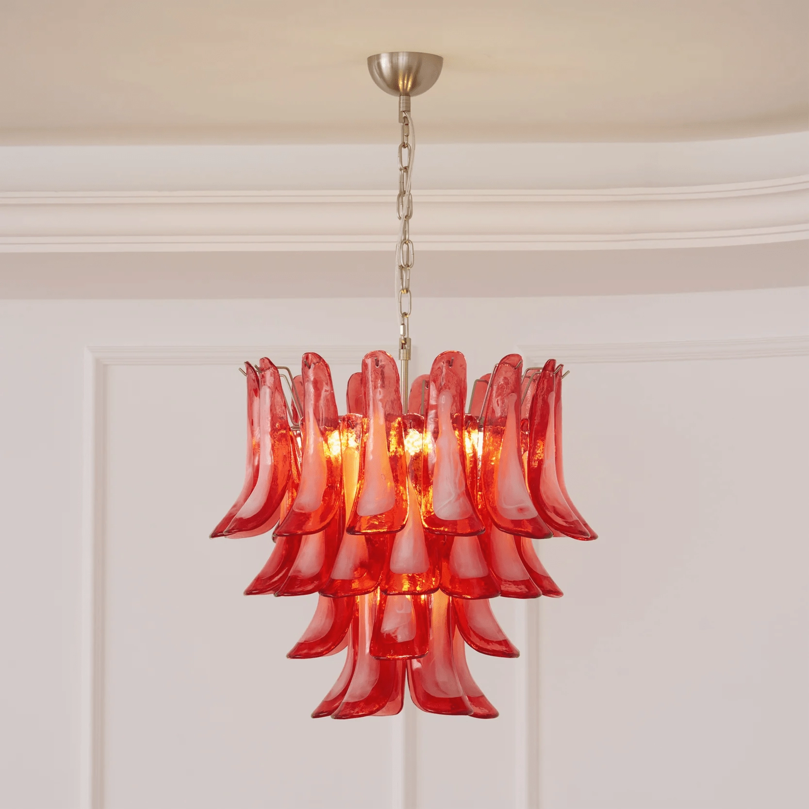 Crimson Glass Murano Petals Chandelier