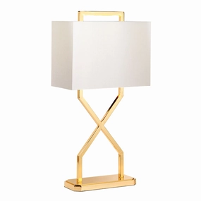 Cross Gold Modern Table Lamp - Ivory shade energy-saving LED light