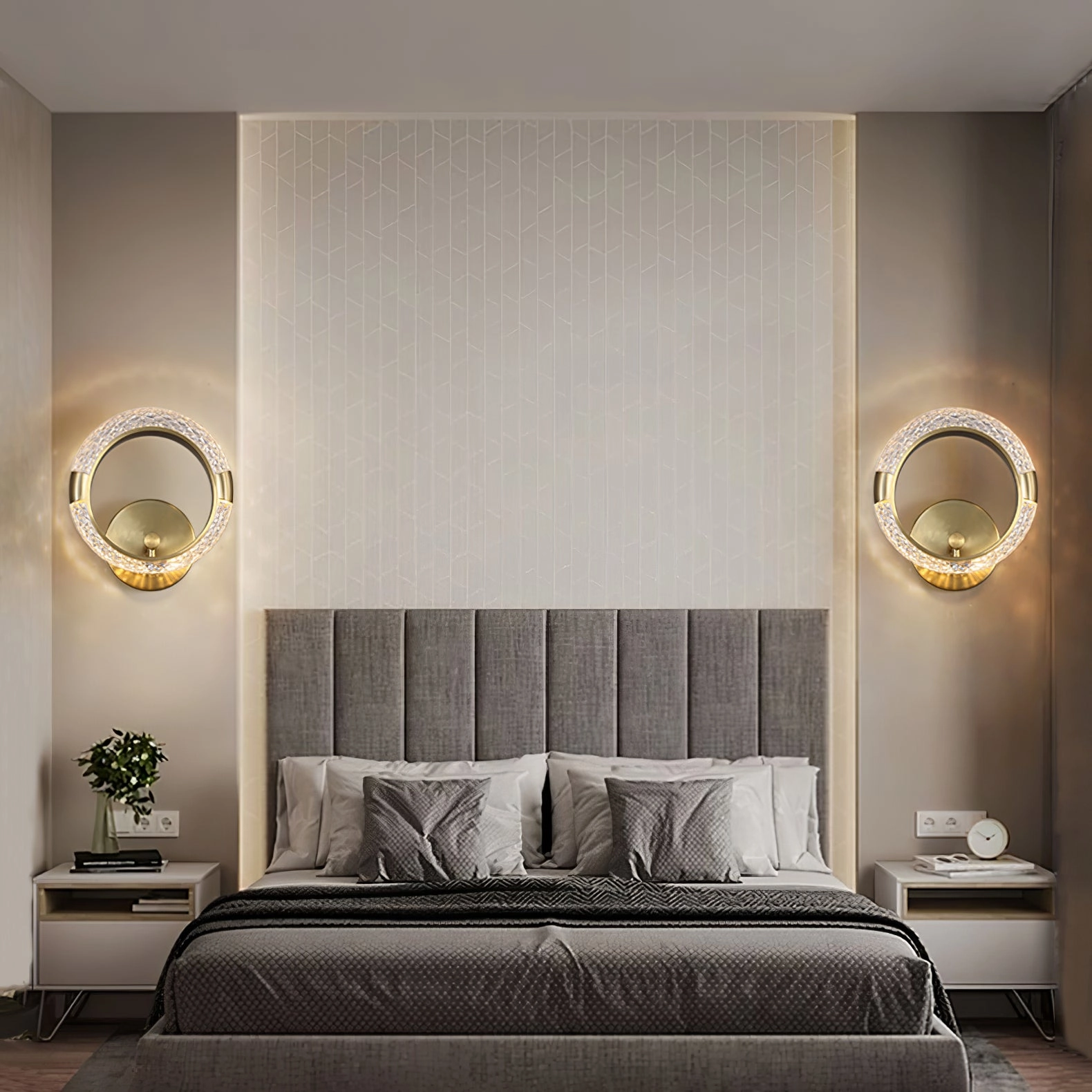 Crystal LED Round Wall Lamp