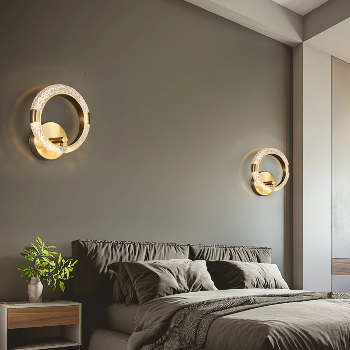 Crystal LED Round Wall Lamp
