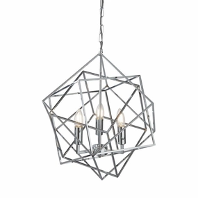 Cube 3 Light Chrome Geometric Cube Ceiling Pendant ambient ceiling fixture