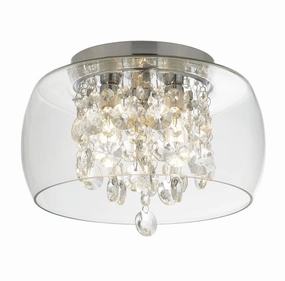 Curva 3 Light Bathroom Ceiling Flush Glass & Crystal Shade ambient ceiling fixture