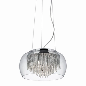 Curva 4 Light Bathroom Pendant Glass Shade & Spiral Tubes ambient ceiling fixture