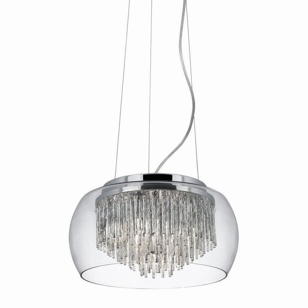 Curva 4 Light Bathroom Pendant Glass Shade & Spiral Tubes ambient ceiling fixture