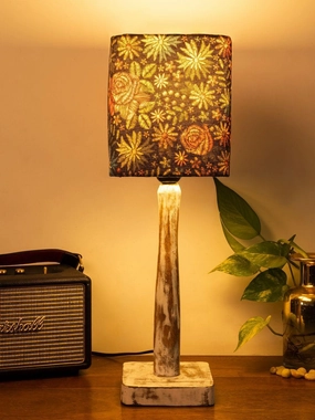 Curve Distress white Lamp with Black flowers shade decorative ceiling fixture