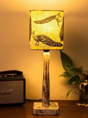 Curve Distress white Lamp with Wandering peacock shade decorative ceiling fixture