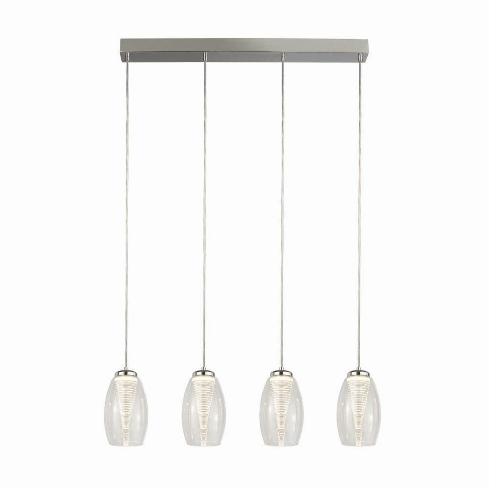 Cyclone 4 Light LED Bar Ceiling Pendant - Clear Glass Shades soft glow ceiling light