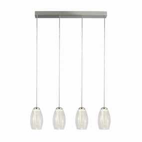 Cyclone 4 Light LED Bar Ceiling Pendant - Clear Glass Shades soft glow ceiling light
