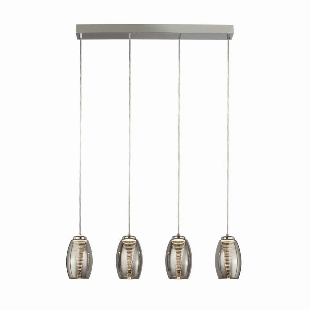Cyclone 4 Light LED Bar Pendant - Smoked Glass Shades ambient ceiling fixture