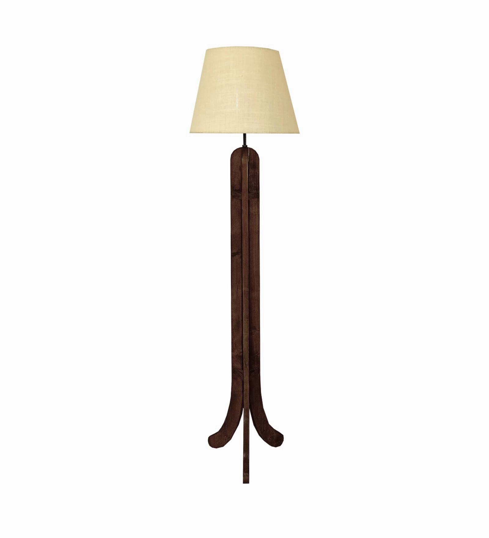 Damien Wooden Floor Lamp with Brown Base and Jute Fabric Lampshade (BULB NOT INCLUDED)