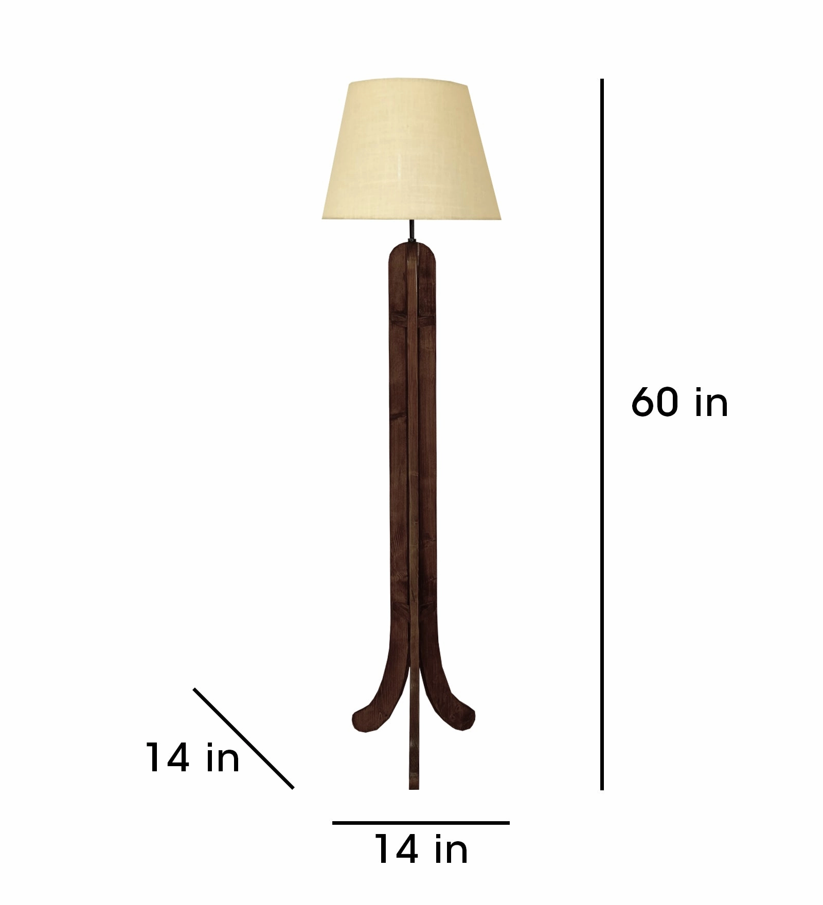 Damien Wooden Floor Lamp with Brown Base and Jute Fabric Lampshade (BULB NOT INCLUDED)
