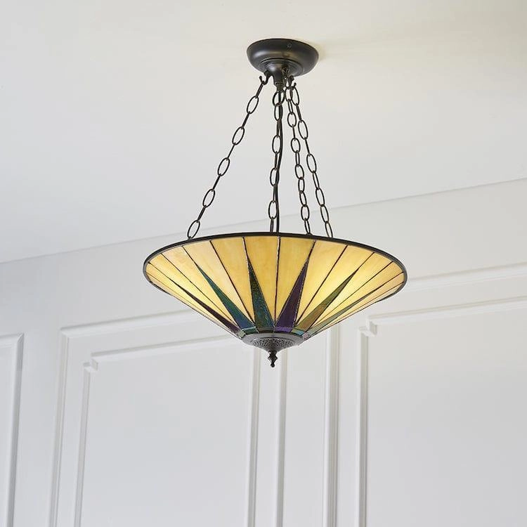 Dark Star Large Inverted Tiffany Ceiling Light