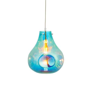 Dazzle Large Blown Petrol Glass & Chrome Pendant Light - Open Box flush mount ceiling fixture